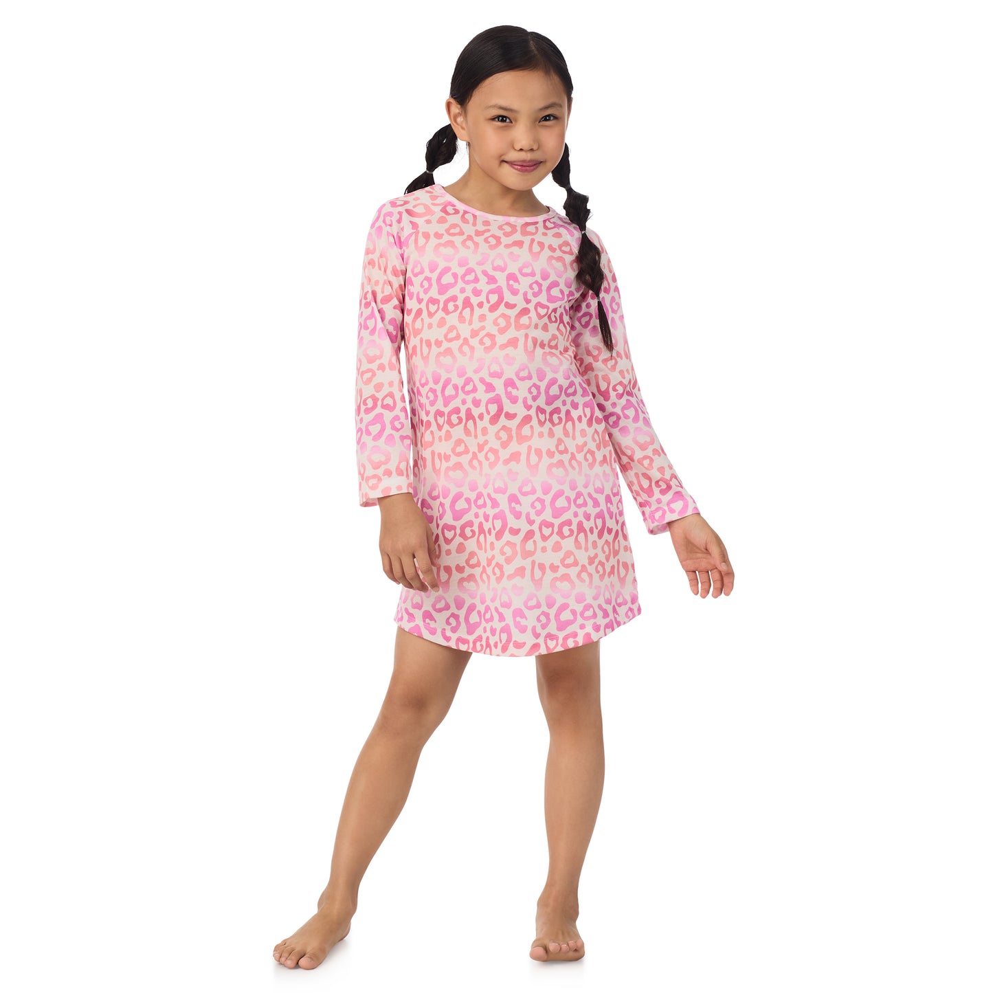 Leopard Celestial;@A girl wearing 2 Pack Long Sleeve Nightgowns