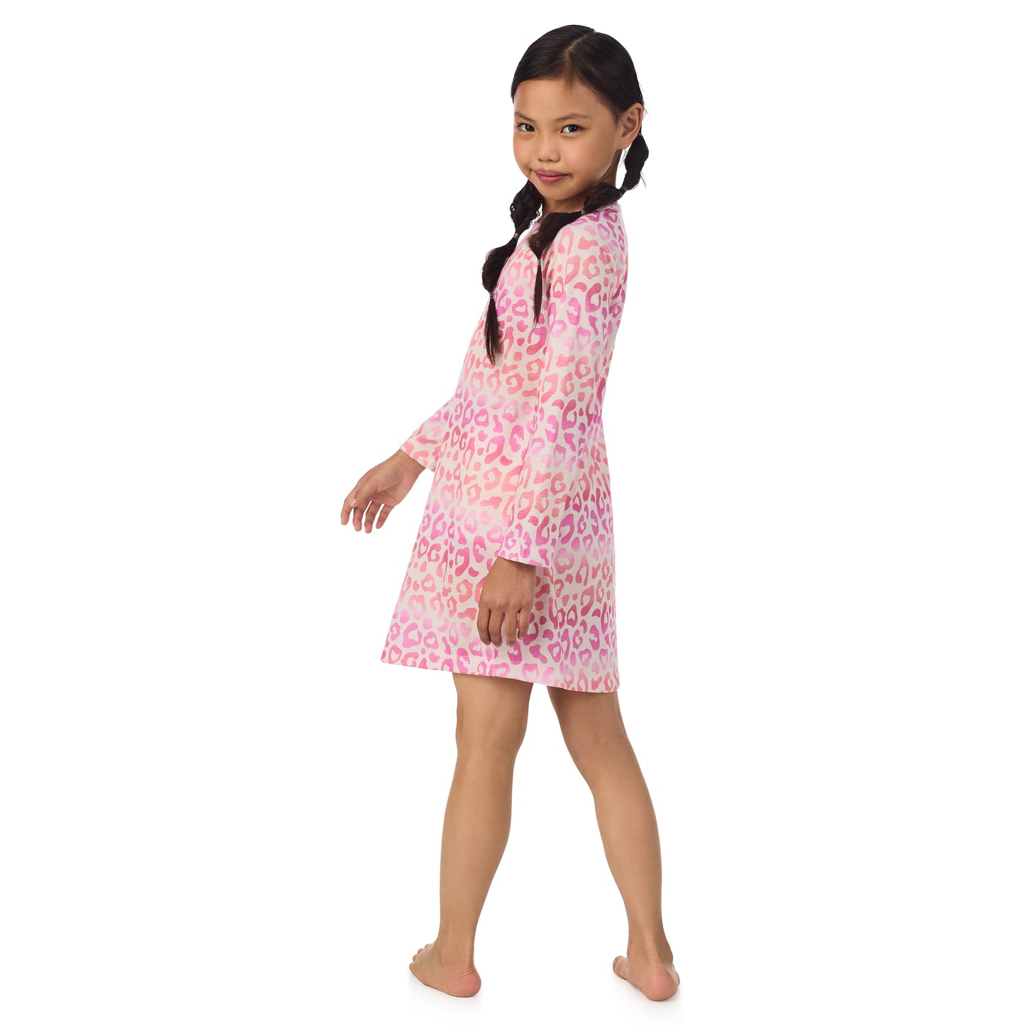 Leopard Celestial;@A girl wearing 2 Pack Long Sleeve Nightgowns