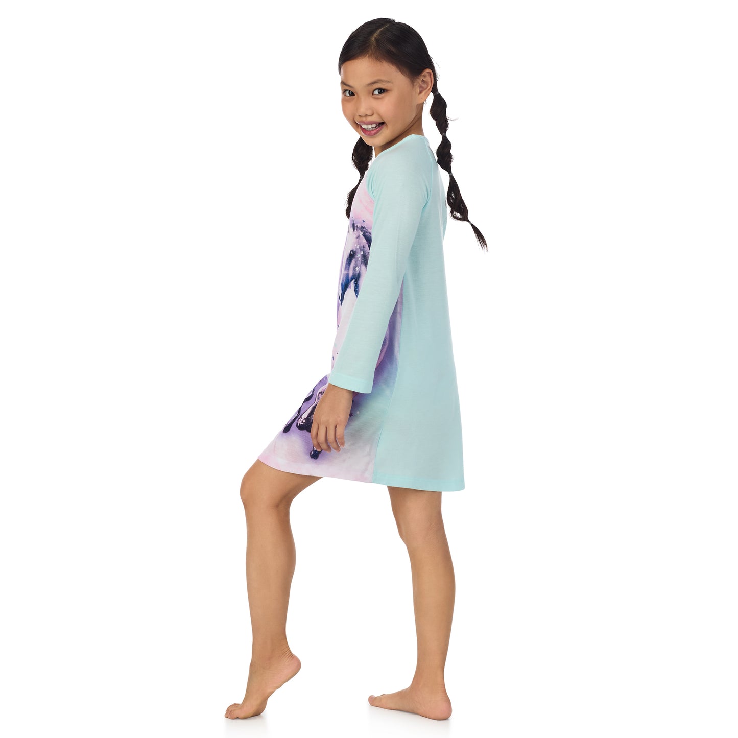 Unicorn;@A girl wearing 2 Pack Long Sleeve Nightgowns