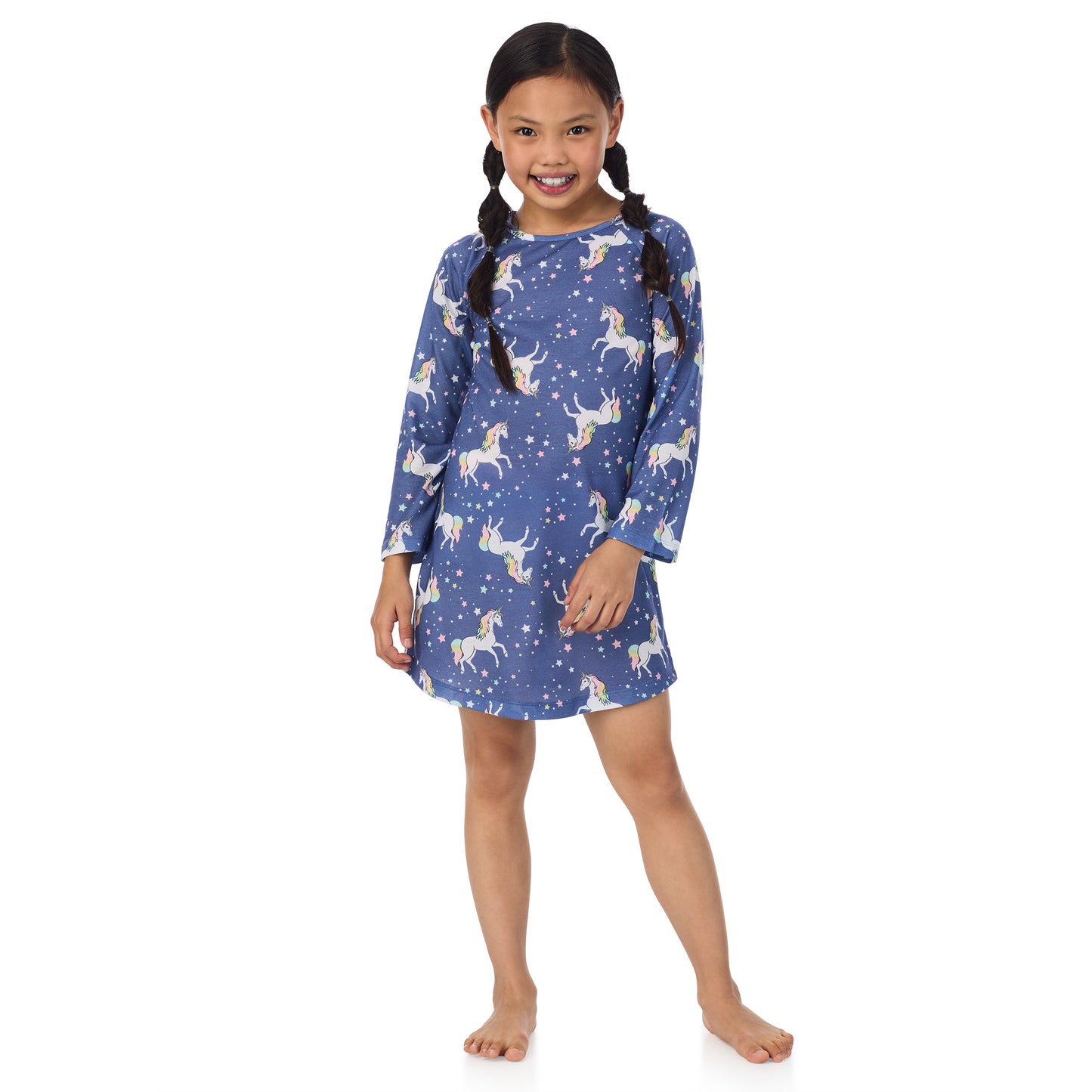 Unicorn;@A girl wearing 2 Pack Long Sleeve Nightgowns