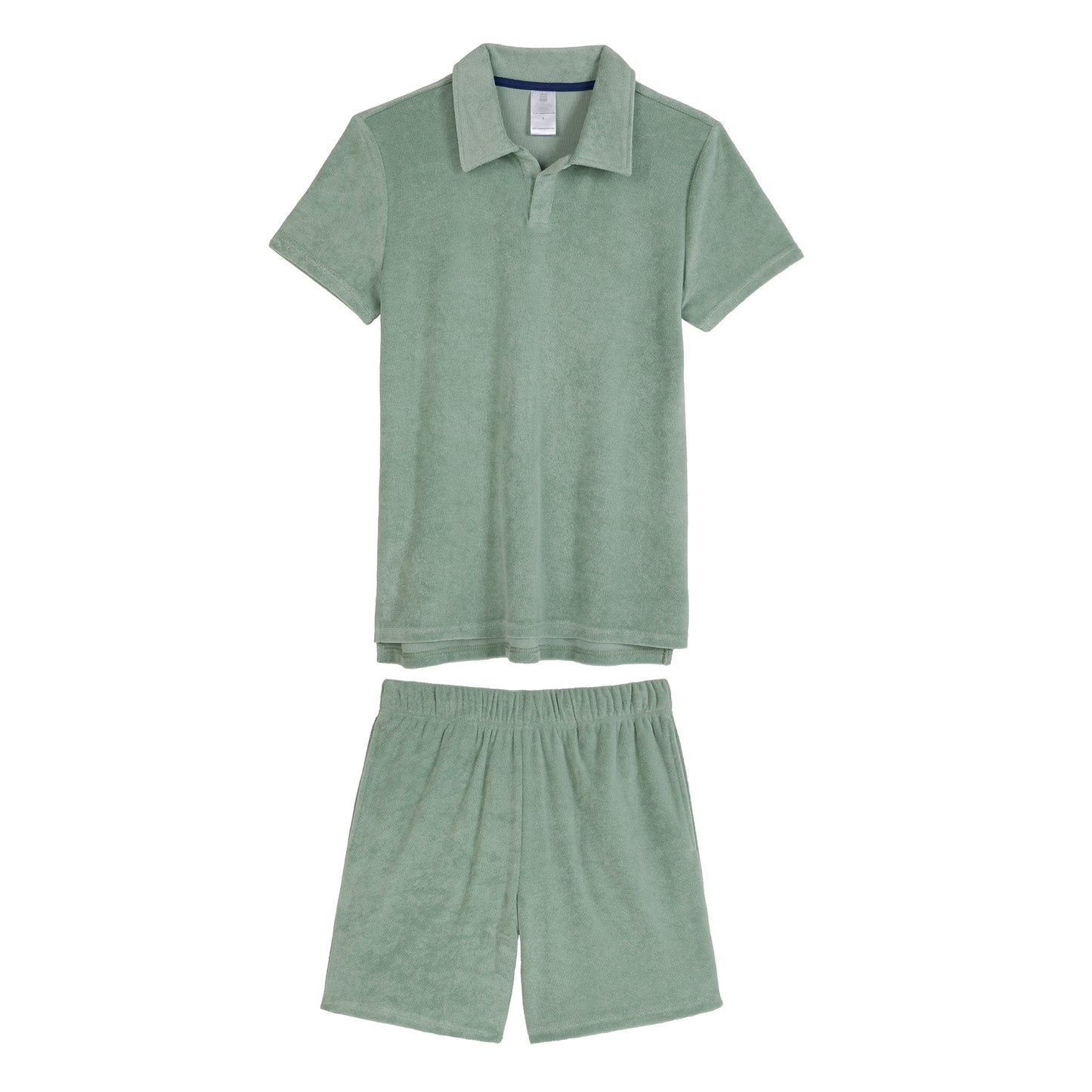 Savannah Moss;@A Men's Terry Polo Short Set in Savannah Moss