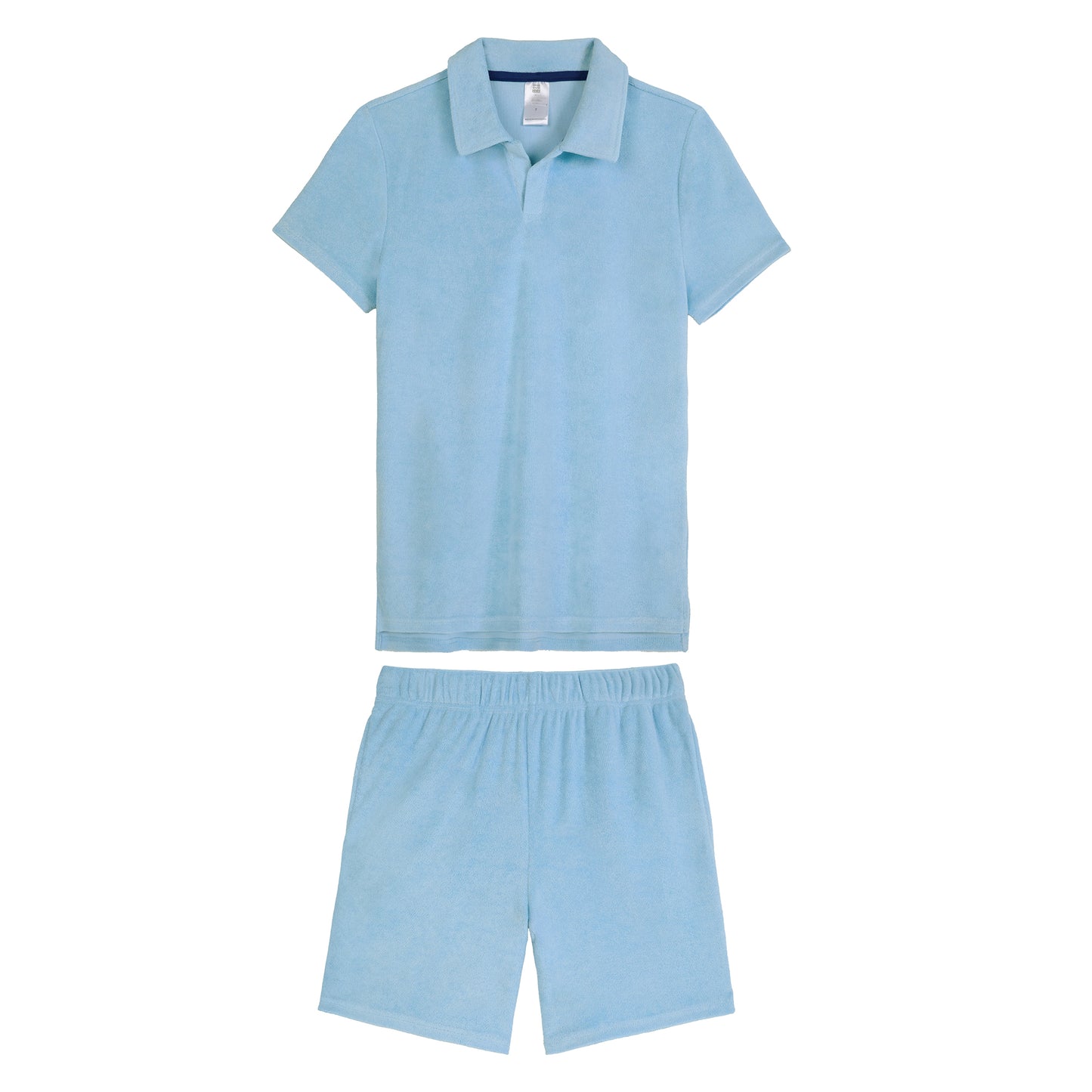 Malibu Tide;@A Men's Terry Polo Short Set in Malibu Tide