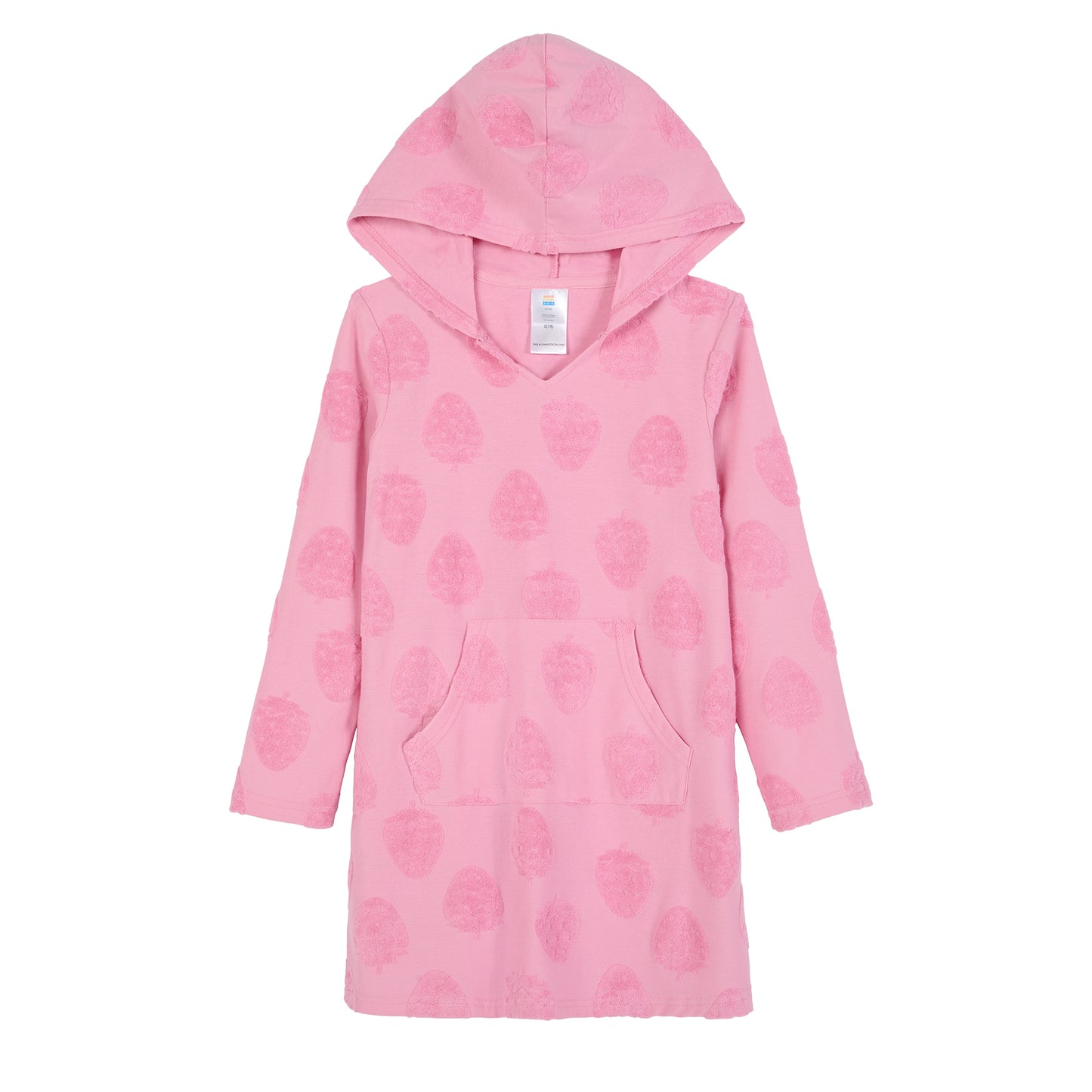 Strawberry Fields Pink;@A Hooded Terry Cover Up Dress in Strawberry Fields Pink
