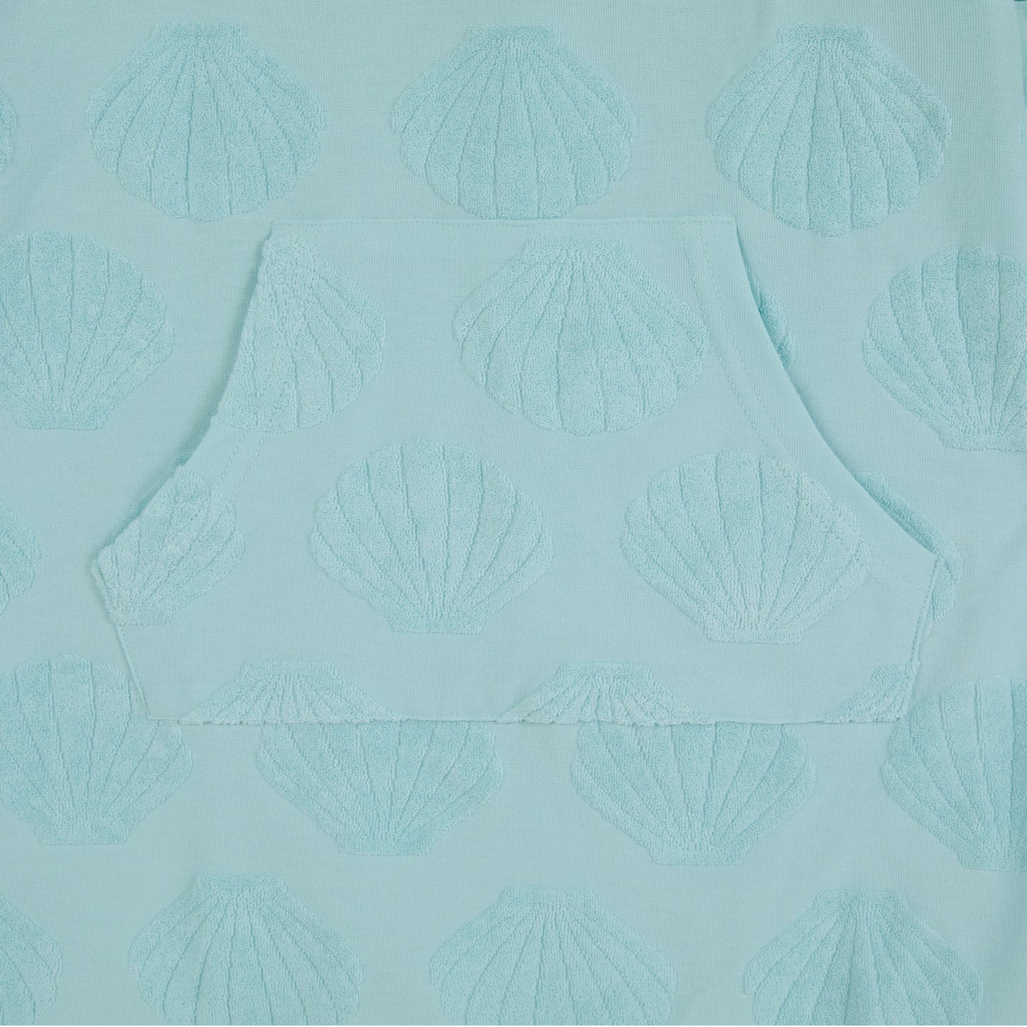 Seashell Splash Aqua;@A Hooded Terry Cover Up Dress in Seashell Splash Aqua