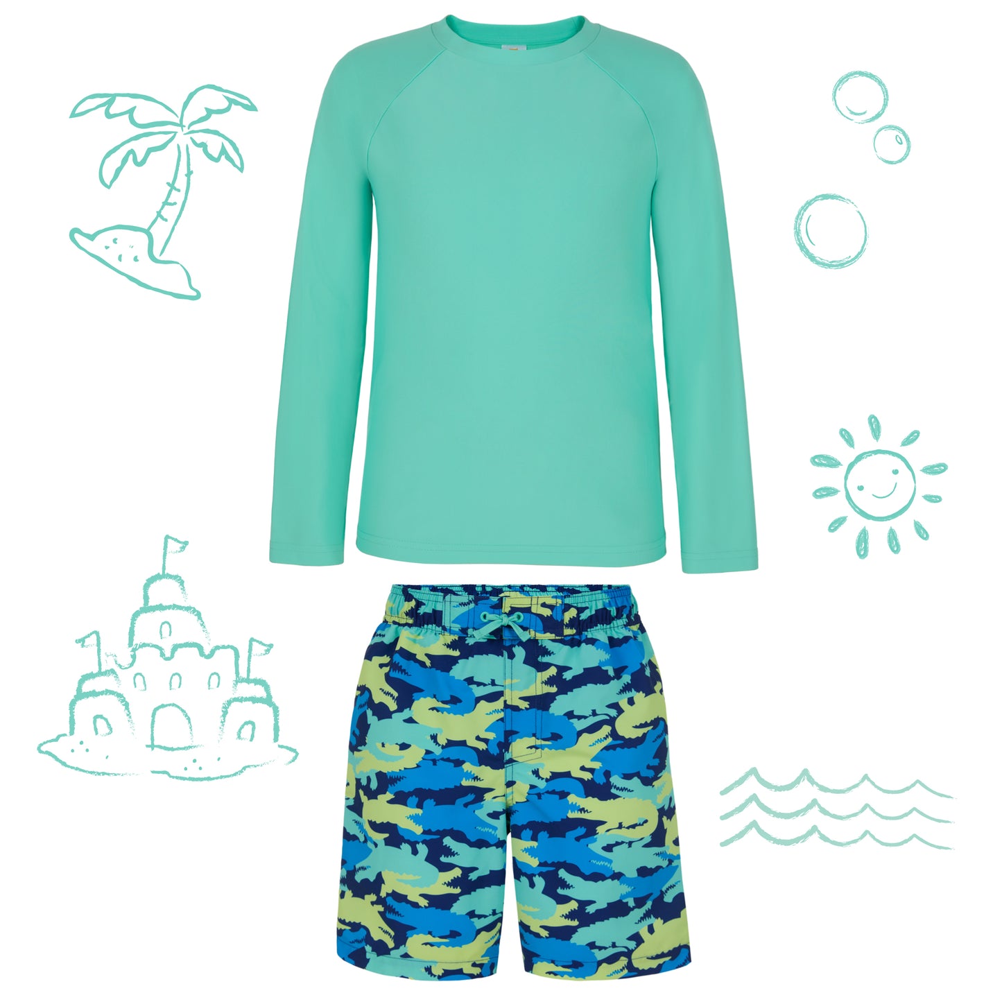 Gator Camo;@A Long Sleeve Rashguard Set in Gator Camo