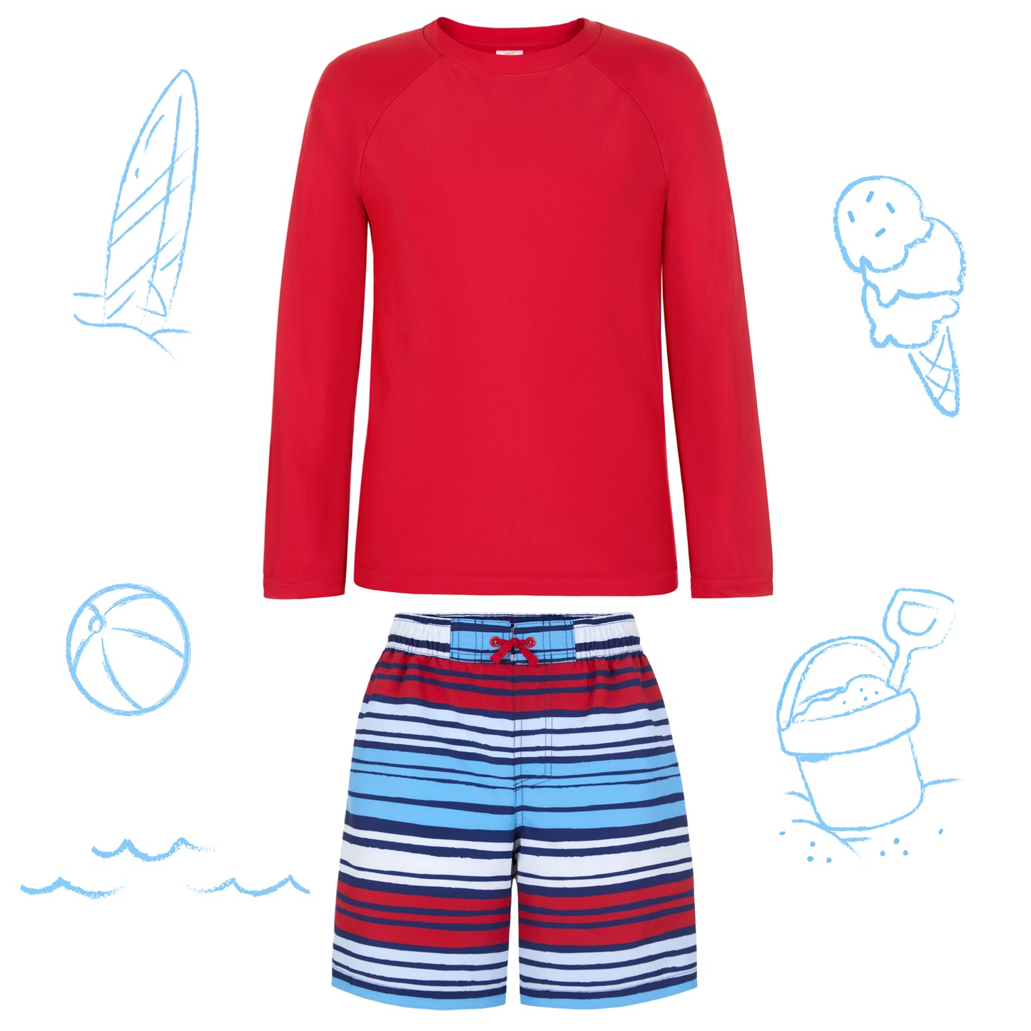 Set Sail Stripe;@A Long Sleeve Rashguard Set in Set Sail Stripe