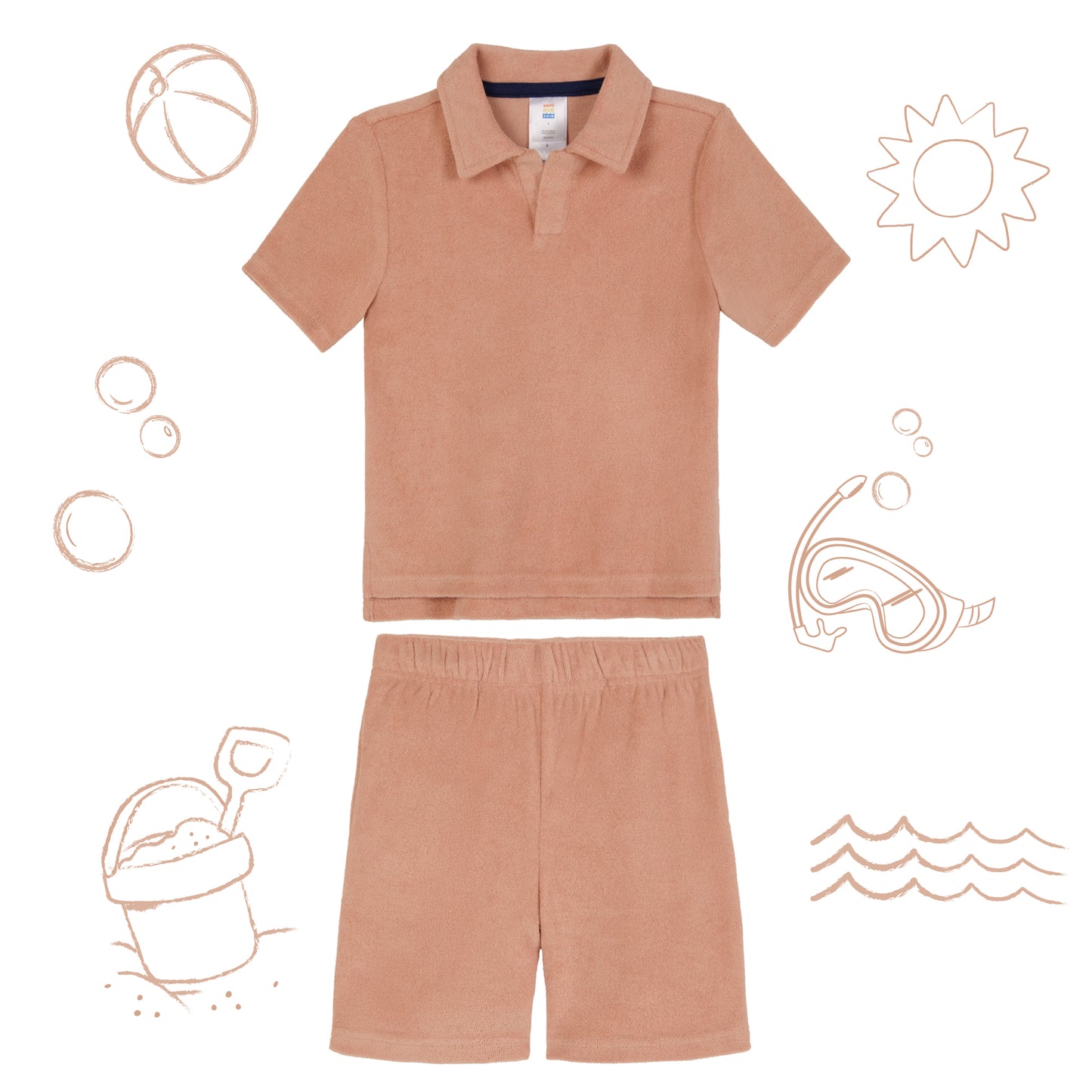 Georgia Peach;@A Boys' Terry Polo Short Set in Georgia Peach