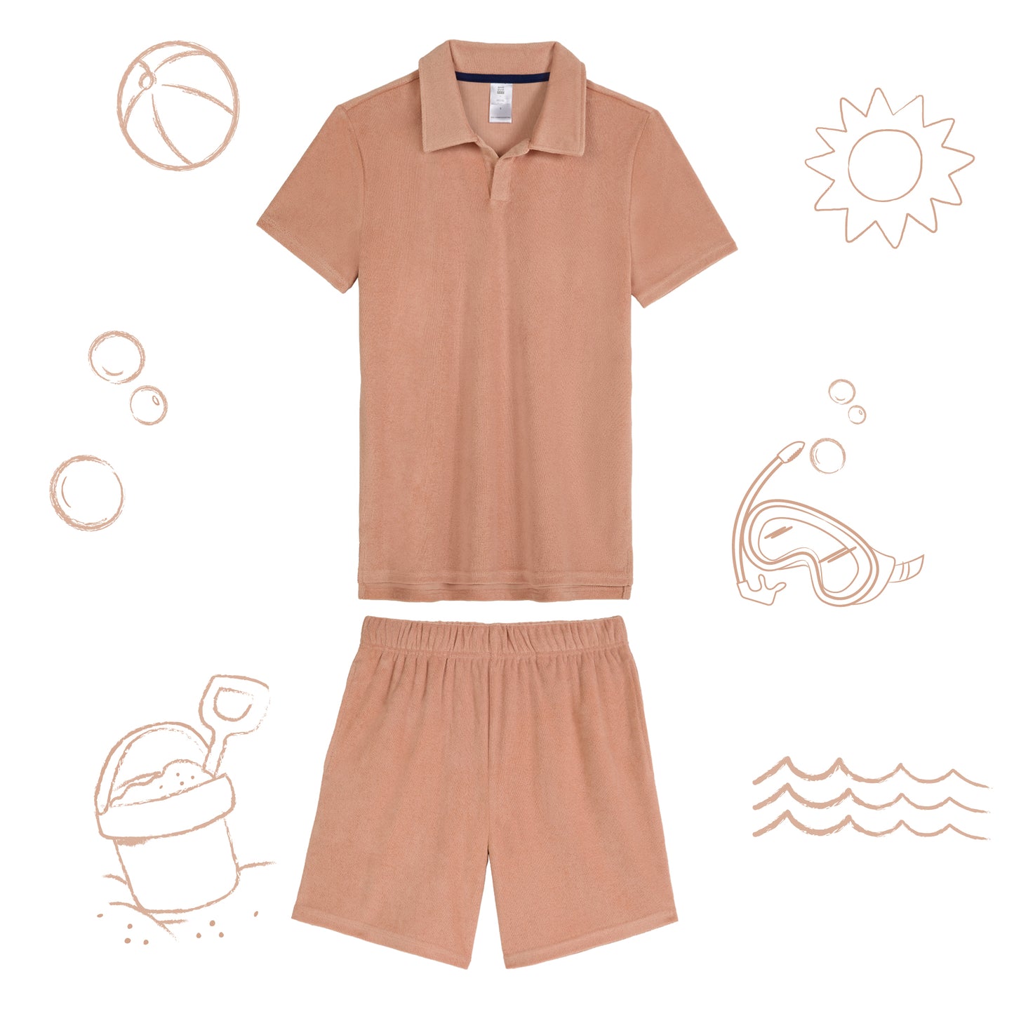 Georgia Peach;@A Men's Terry Polo Short Set in Georgia Peach