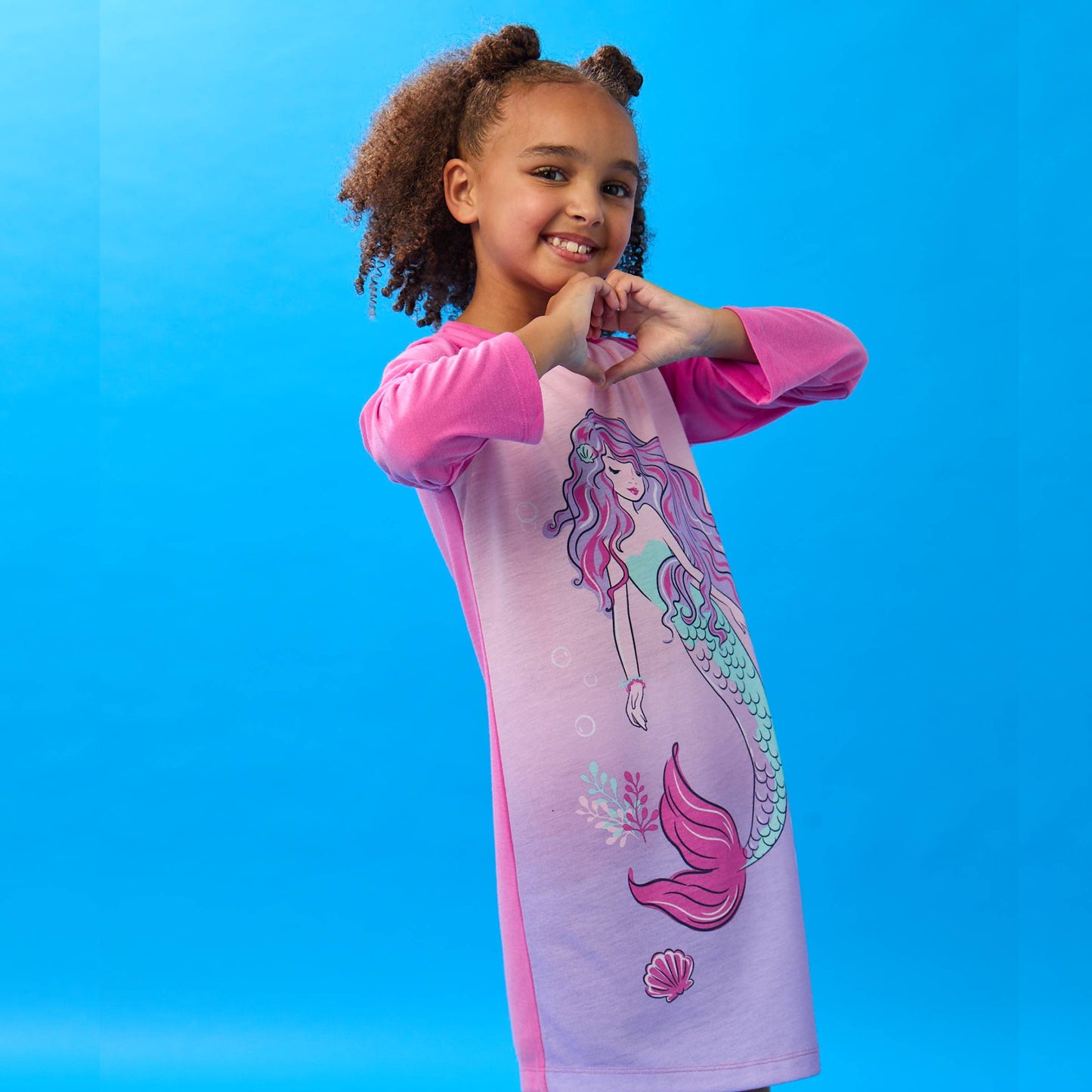 Mermaid;@A girl wearing 2 Pack Long Sleeve Nightgowns