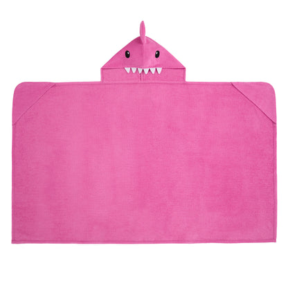 Sharkberry Pink & Lavender Bite;@A 2 Pack Hooded Shark Towels in Sharkberry Pink & Lavender Bite
