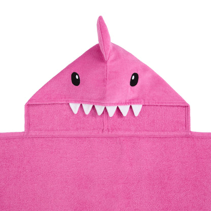 Sharkberry Pink & Lavender Bite;@A 2 Pack Hooded Shark Towels in Sharkberry Pink & Lavender Bite
