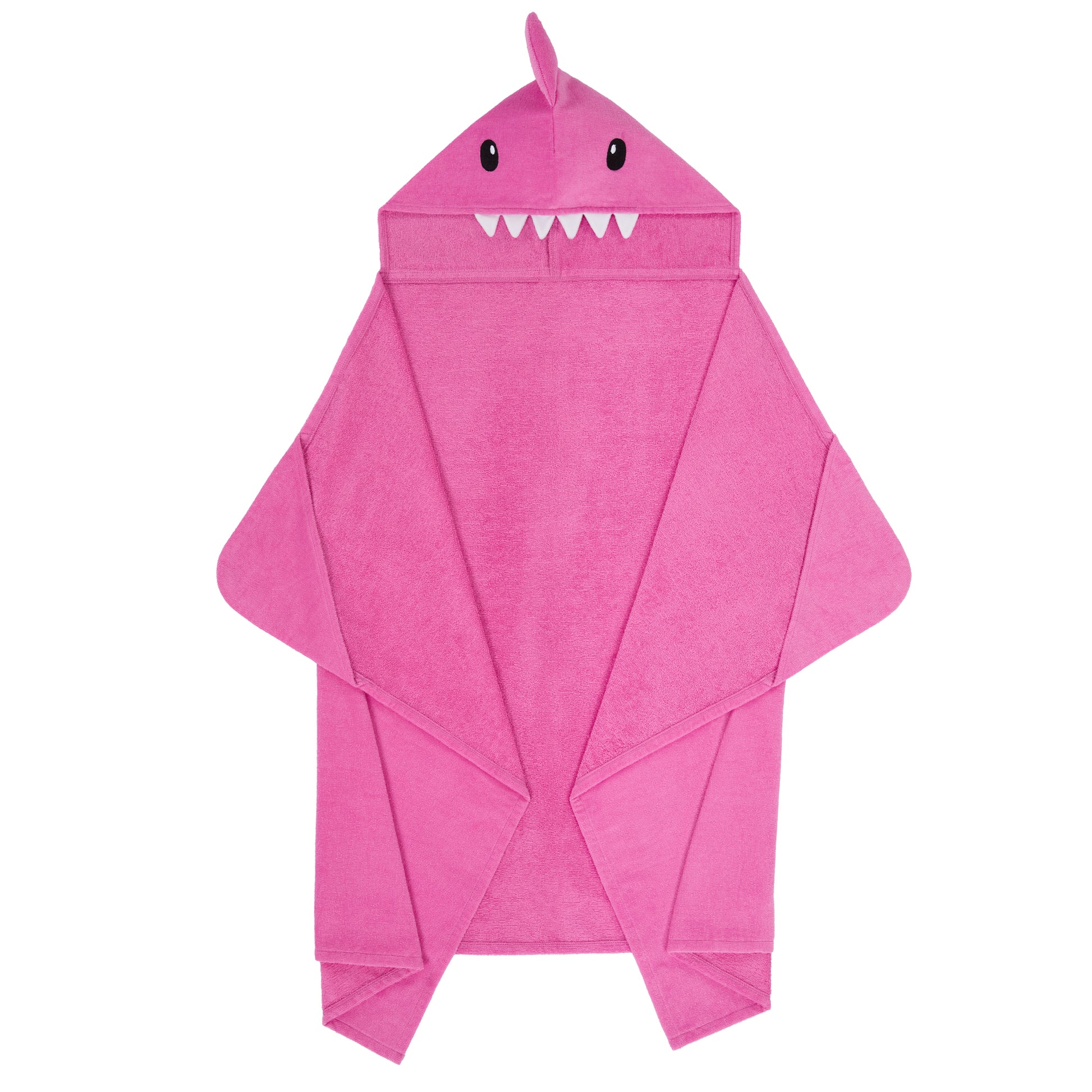 Sharkberry Pink & Lavender Bite;@A 2 Pack Hooded Shark Towels in Sharkberry Pink & Lavender Bite
