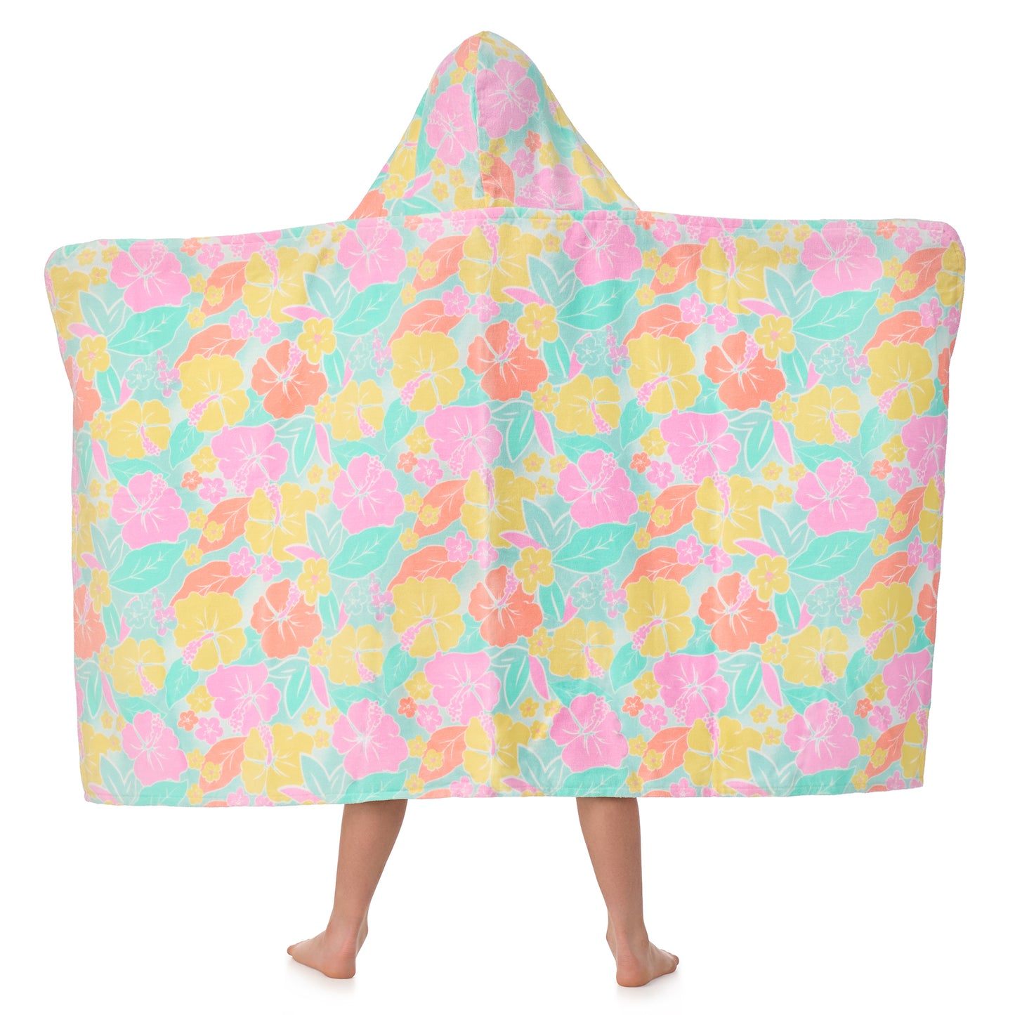 Tutti Frutti Flamingo;@A girl wearing Character Hooded Towels in Tutti Frutti Flamingo
