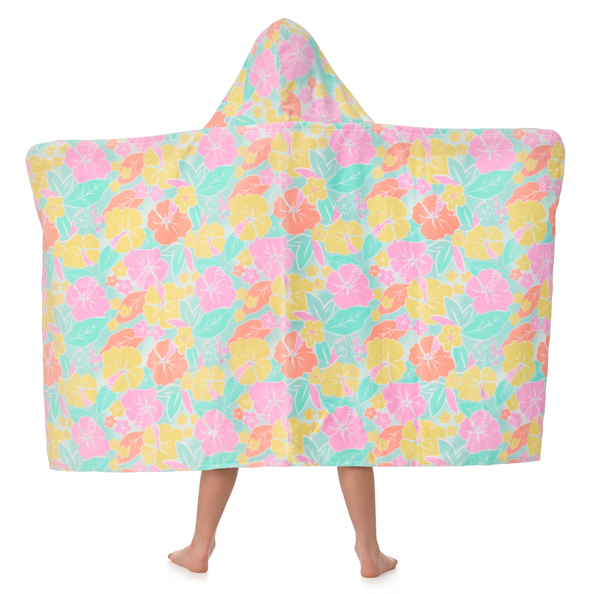 Tutti Frutti Flamingo;@A girl wearing Character Hooded Towels in Tutti Frutti Flamingo

