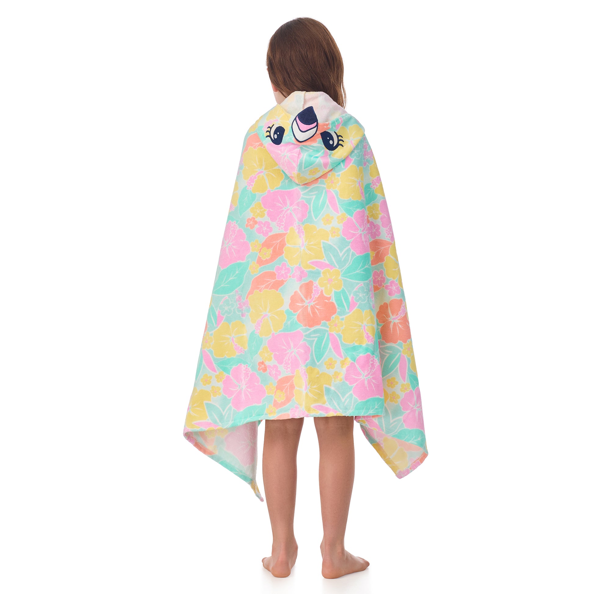 Tutti Frutti Flamingo;@A girl wearing Character Hooded Towels in Tutti Frutti Flamingo
