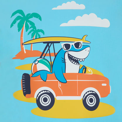 Beach Rider Blue;@A Boys' Short Sleeve Rashguard Set in Beach Rider Blue
