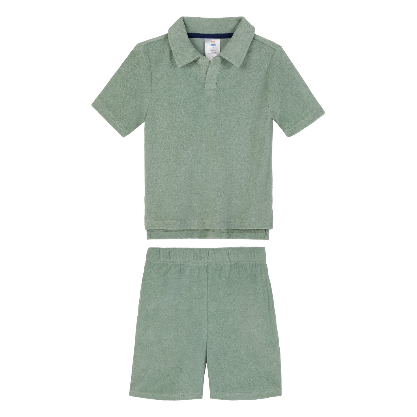 Savannah Moss;@A Boys' Terry Polo Short Set in Savannah Moss
