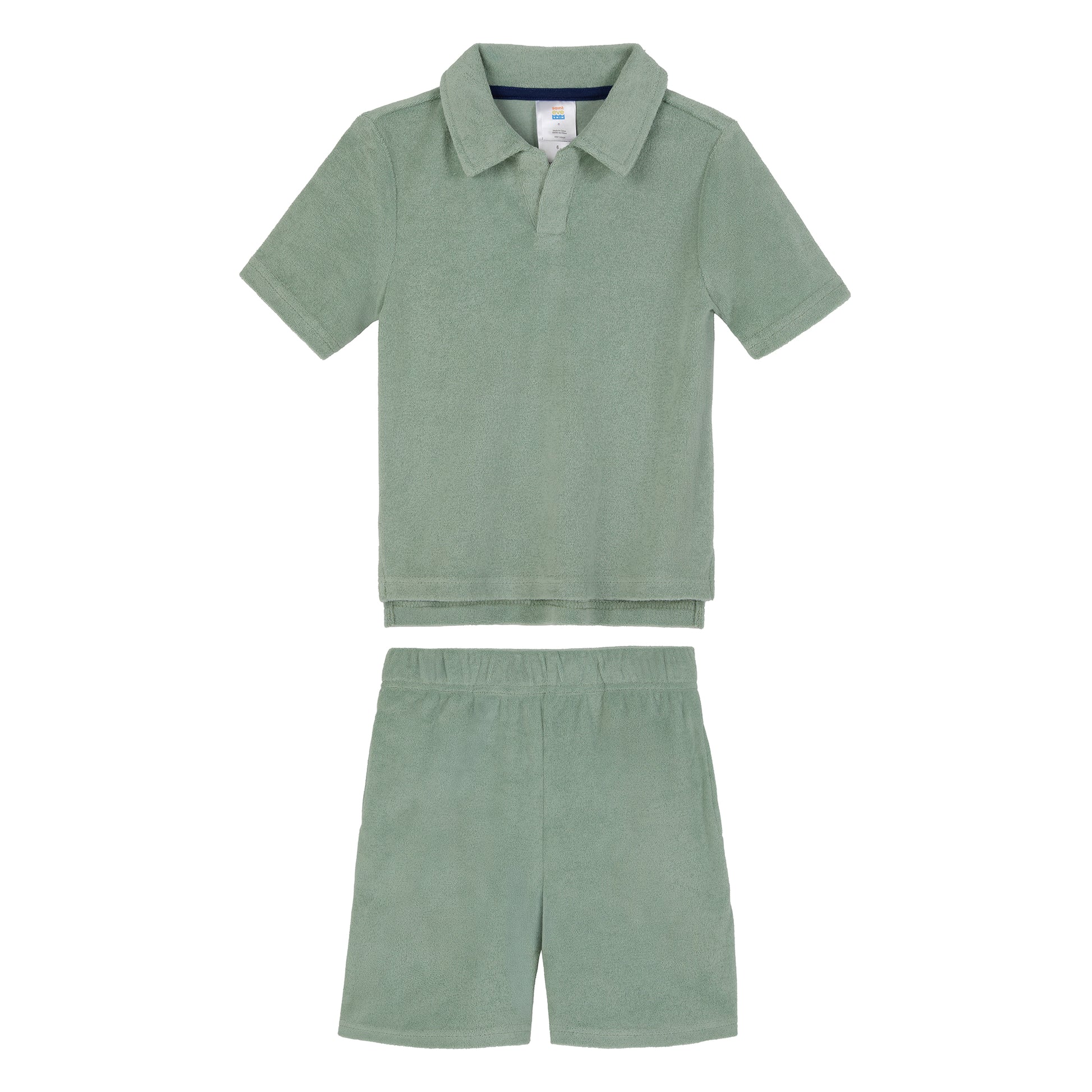Savannah Moss;@A Boys' Terry Polo Short Set in Savannah Moss

