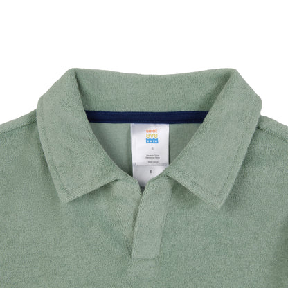 Savannah Moss;@A Boys' Terry Polo Short Set in Savannah Moss
