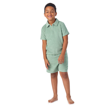 Savannah Moss;@A Boys' Terry Polo Short Set in Savannah Moss
