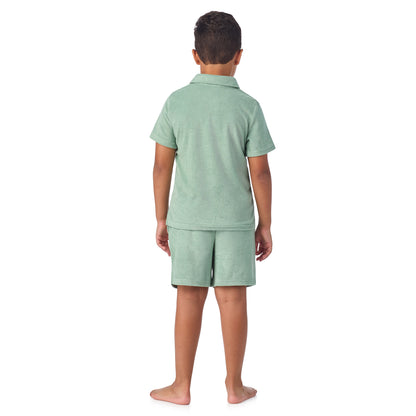 Savannah Moss;@A Boys' Terry Polo Short Set in Savannah Moss
