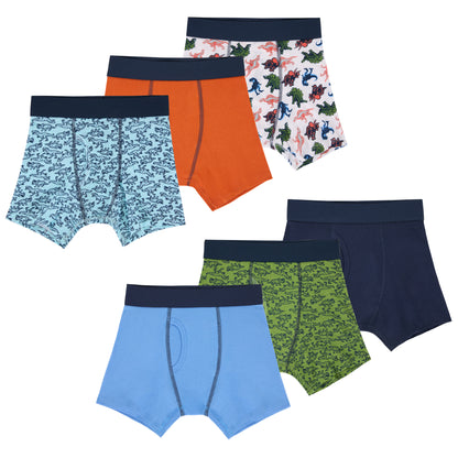 Chomp Squad Pack;@A Boys Cotton Boxer Brief Underwear 6-Pack in Chomp Squad Pack
