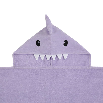 Sharkberry Pink & Lavender Bite;@A 2 Pack Hooded Shark Towels in Sharkberry Pink & Lavender Bite
