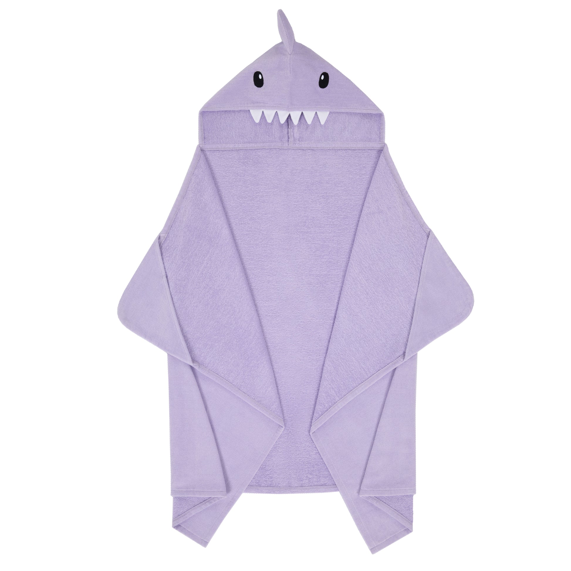 Sharkberry Pink & Lavender Bite;@A 2 Pack Hooded Shark Towels in Sharkberry Pink & Lavender Bite
