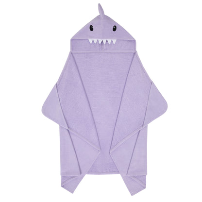 Sharkberry Pink & Lavender Bite;@A 2 Pack Hooded Shark Towels in Sharkberry Pink & Lavender Bite
