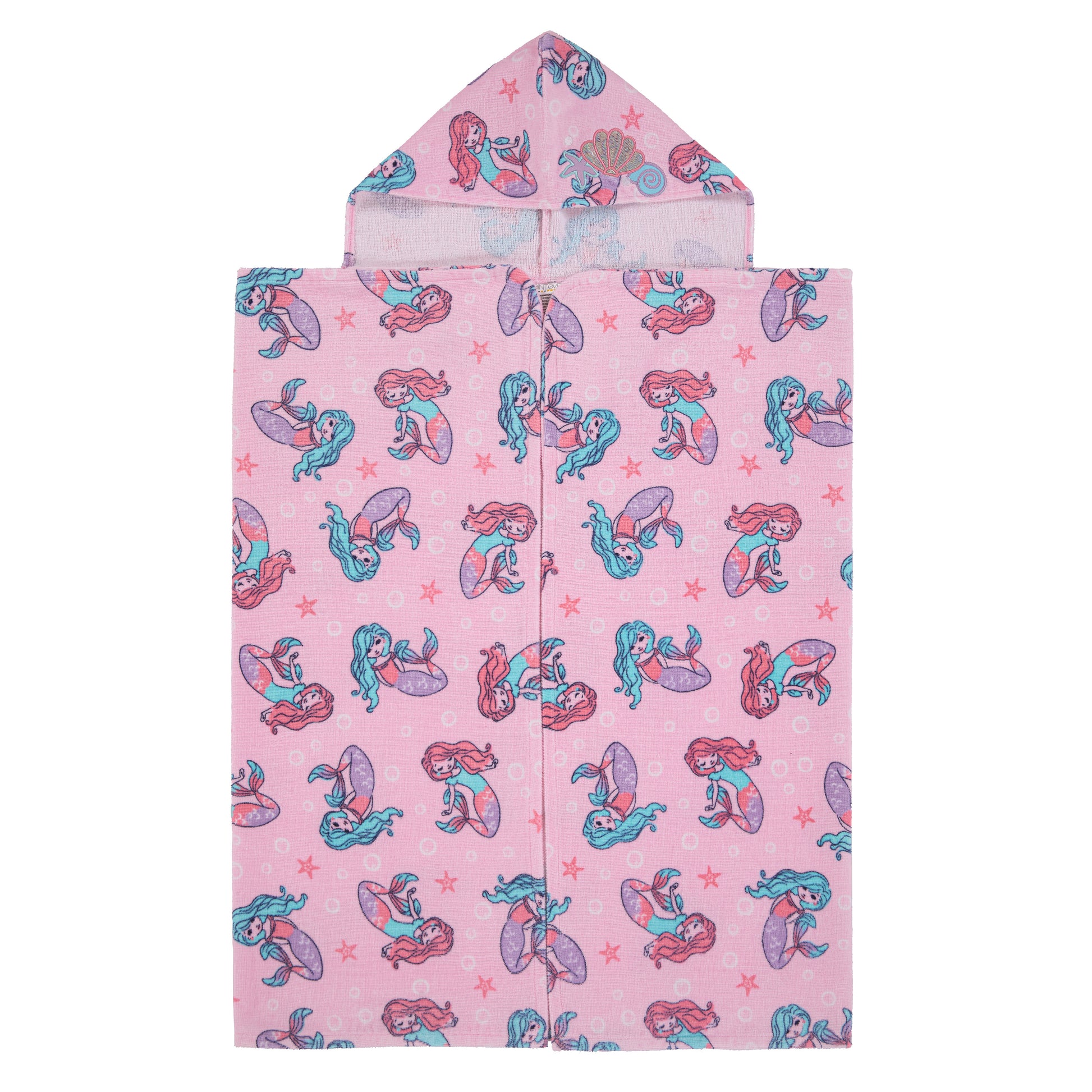Mermaid Pink;@A Character Hooded Towels in Mermaid Pink
