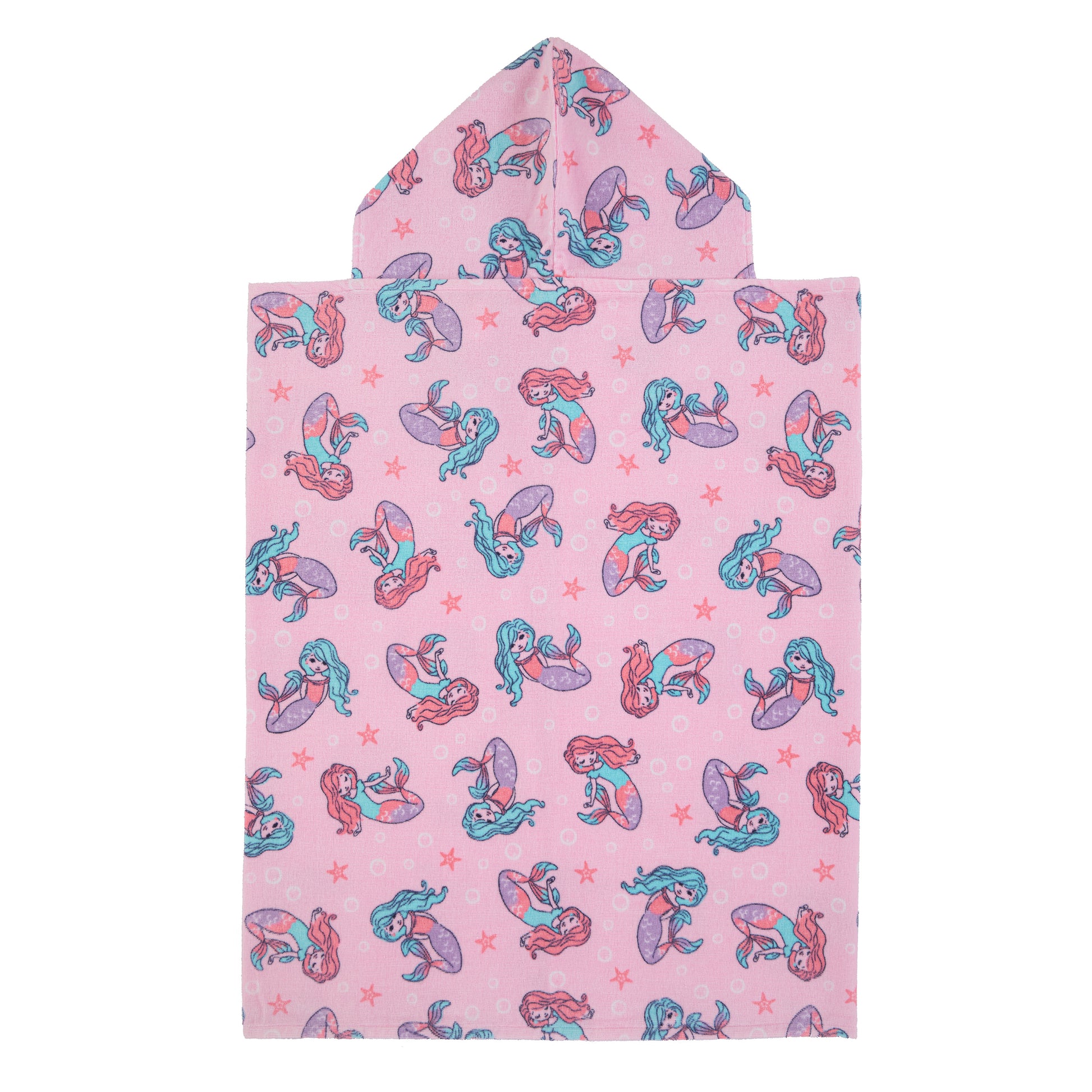 Mermaid Pink;@A Character Hooded Towels in Mermaid Pink
