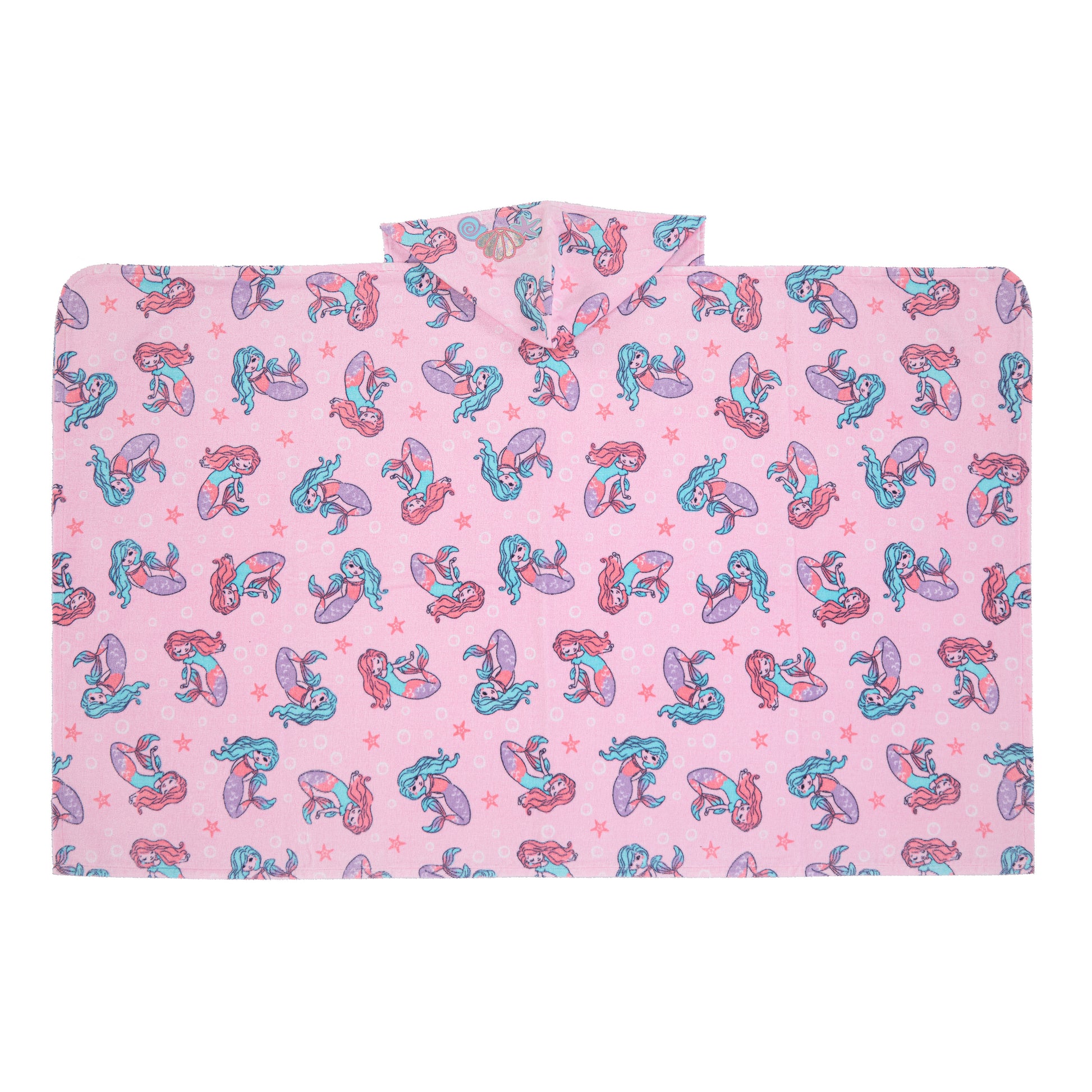 Mermaid Pink;@A Character Hooded Towels in Mermaid Pink
