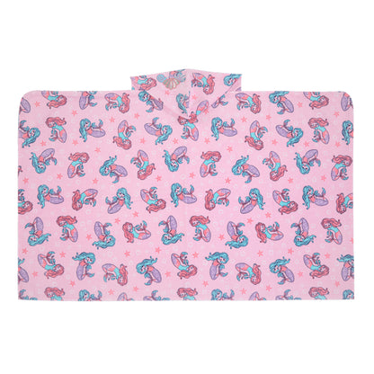 Mermaid Pink;@A Character Hooded Towels in Mermaid Pink
