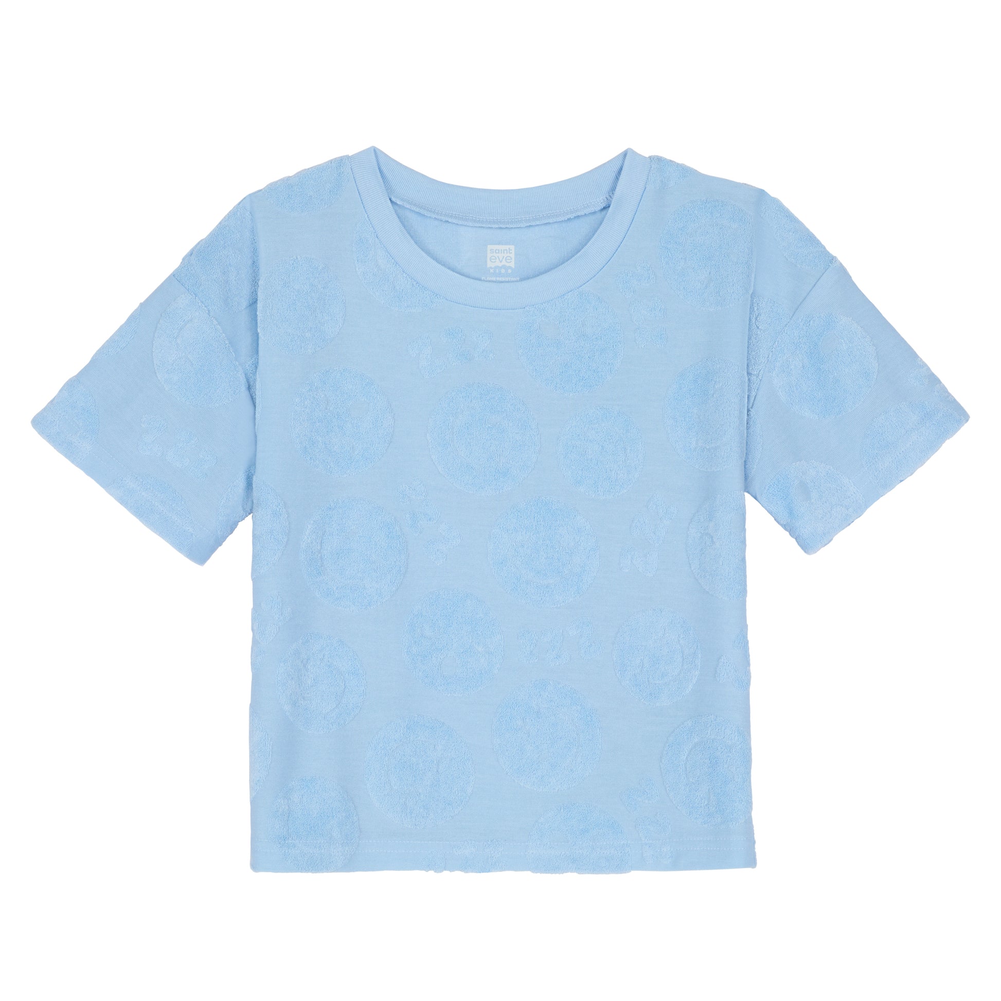 Blue Sleepy Smiles;@A Girls' Terry Short Set in Blue Sleepy Smiles
