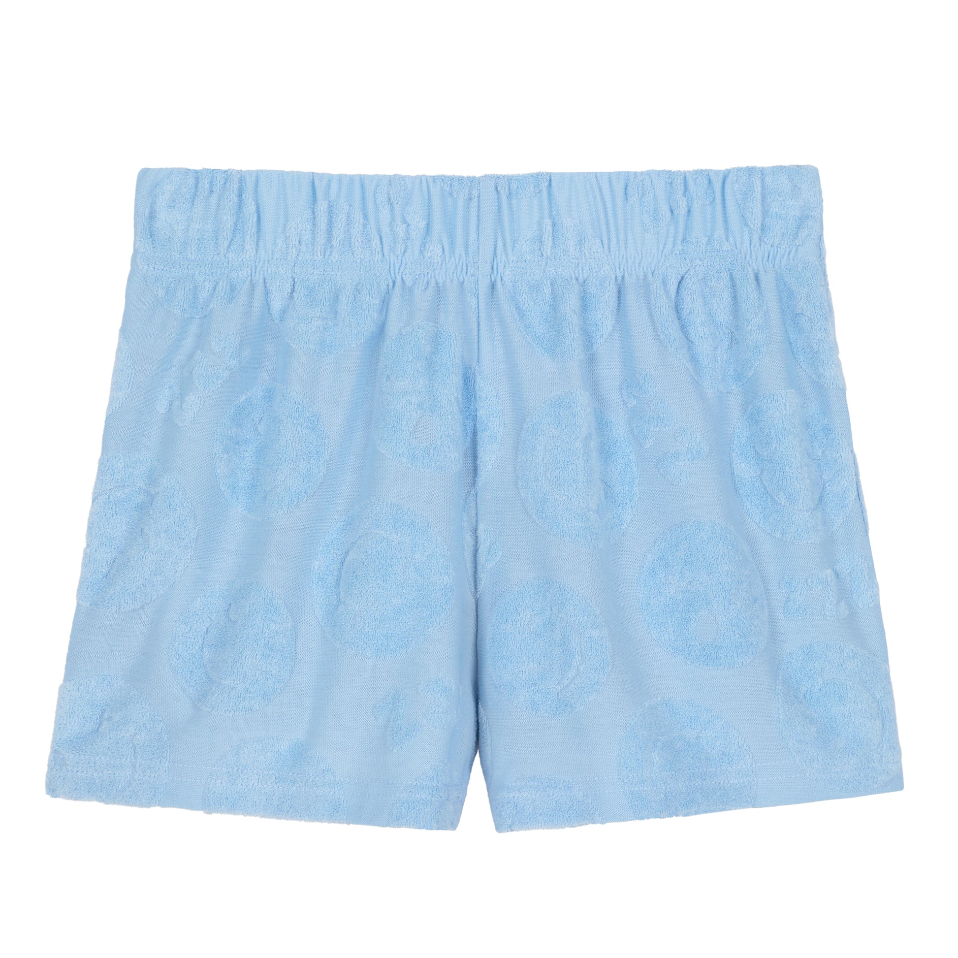 Blue Sleepy Smiles;@A Girls' Terry Short Set in Blue Sleepy Smiles
