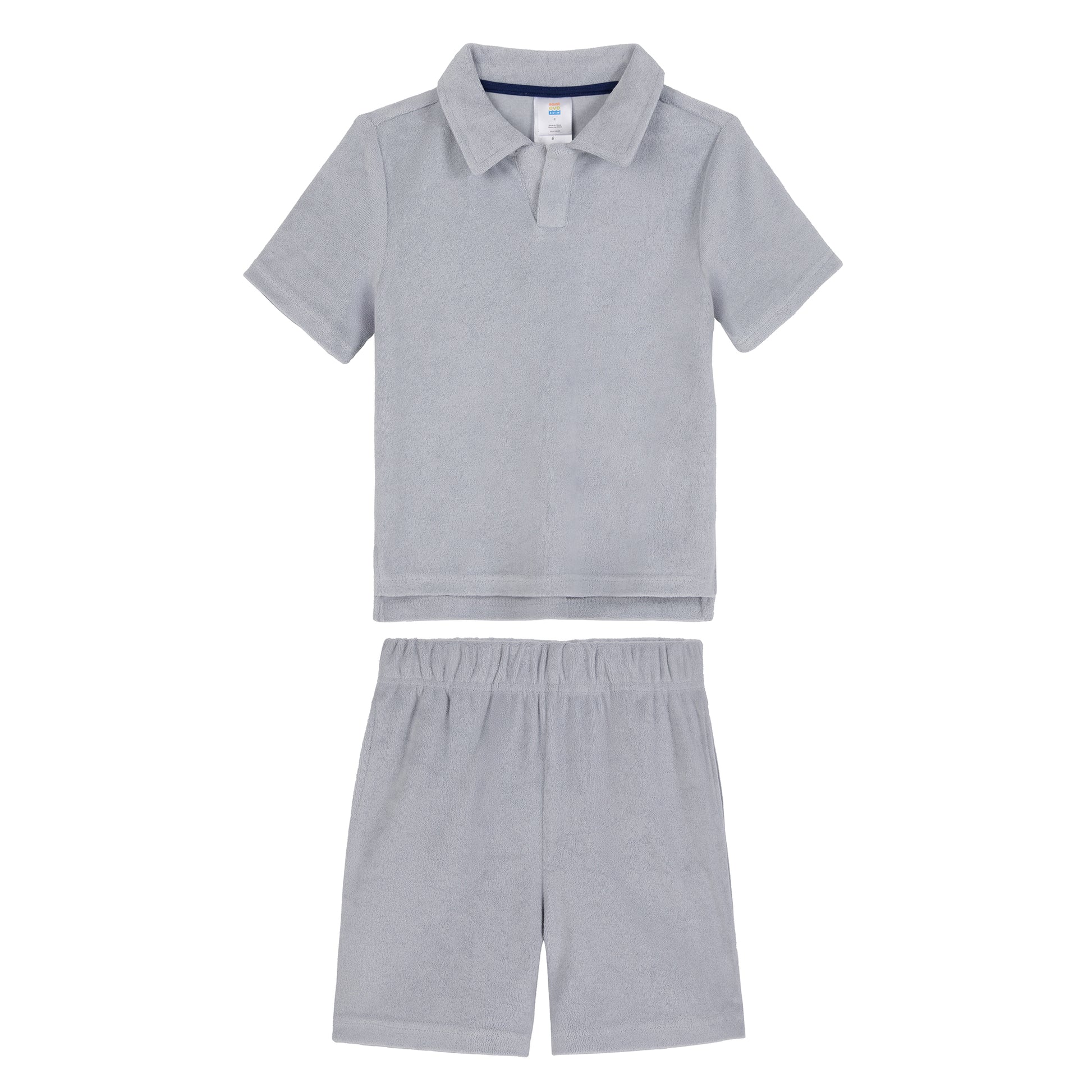 Stone Harbor Grey;@A Boys' Terry Polo Short Set in Stone Harbor Grey
