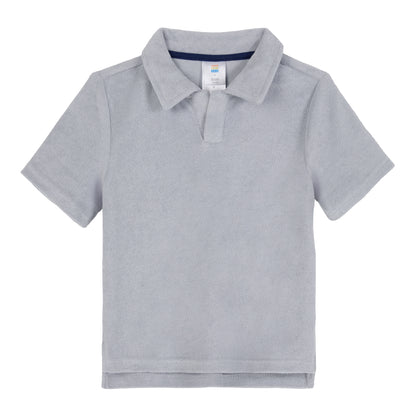 Stone Harbor Grey;@A Boys' Terry Polo Short Set in Stone Harbor Grey
