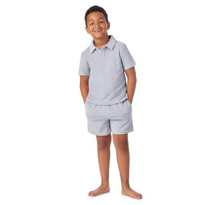Stone Harbor Grey;@A Boys' Terry Polo Short Set in Stone Harbor Grey
