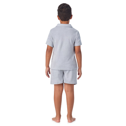 Stone Harbor Grey;@A Boys' Terry Polo Short Set in Stone Harbor Grey

