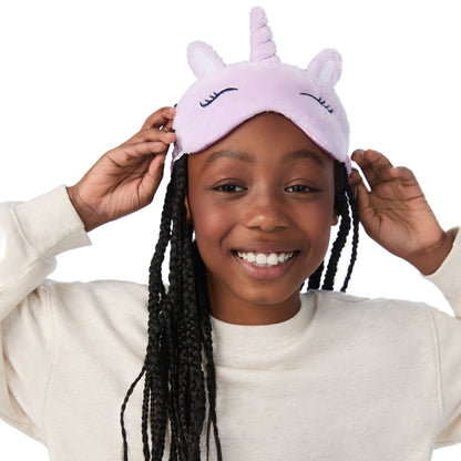 Dreamscape Lilac;@A girl wearing 2 Pack Fuzzy Pj Pants With Eye Mask 