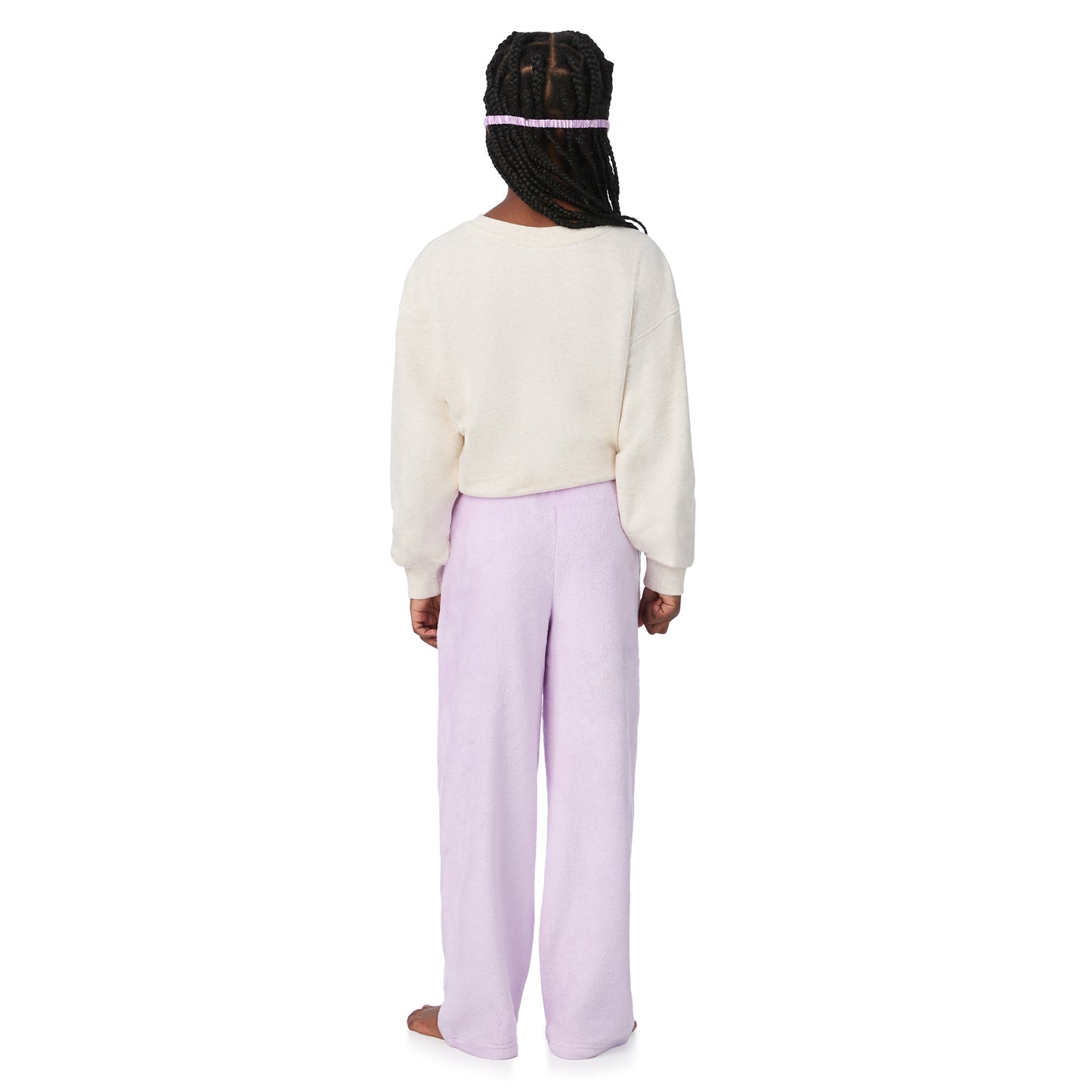 Dreamscape Lilac;@A girl wearing 2 Pack Fuzzy Pj Pants With Eye Mask 