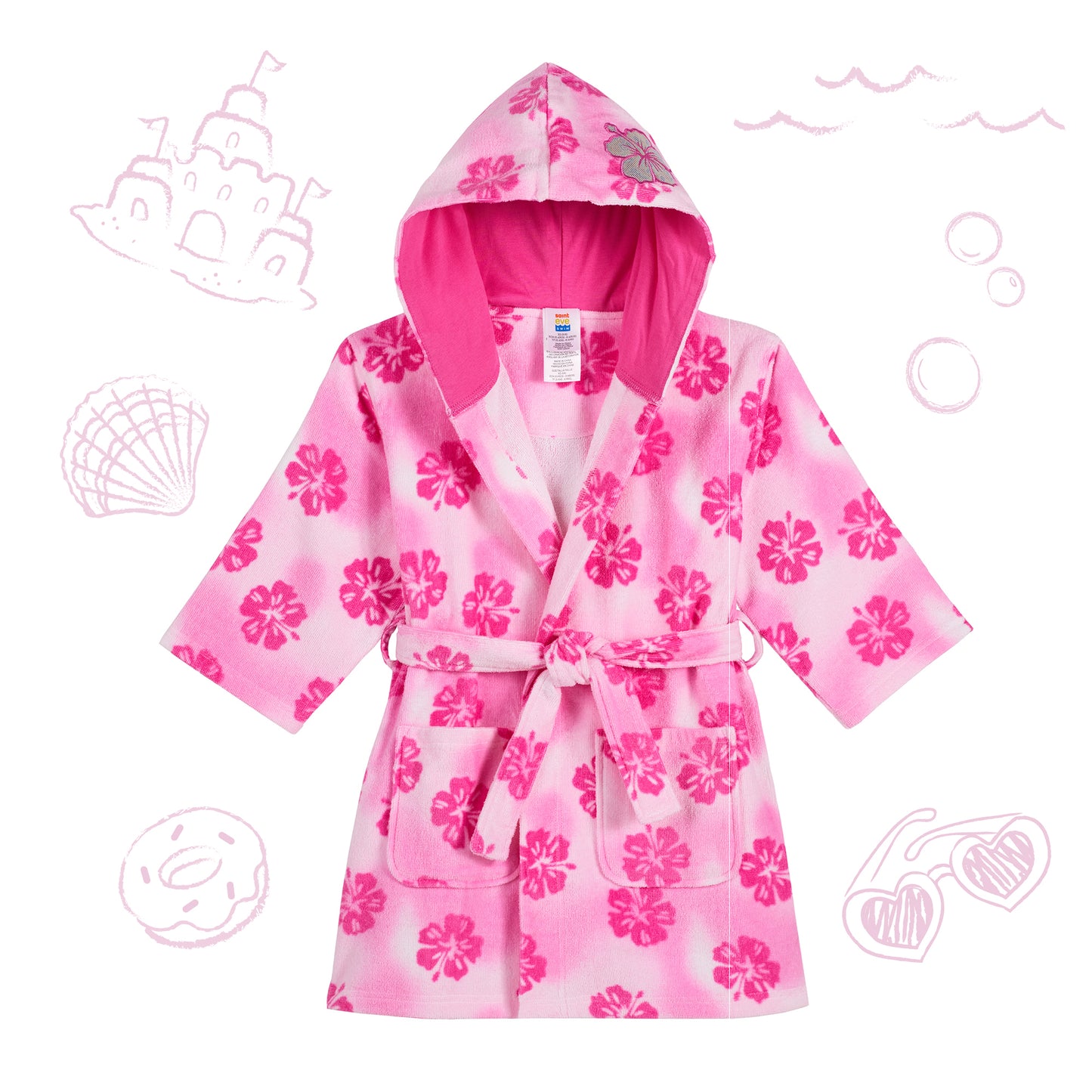 Hibiscus;@A 3D Character Hood Cotton Terry Cover Up