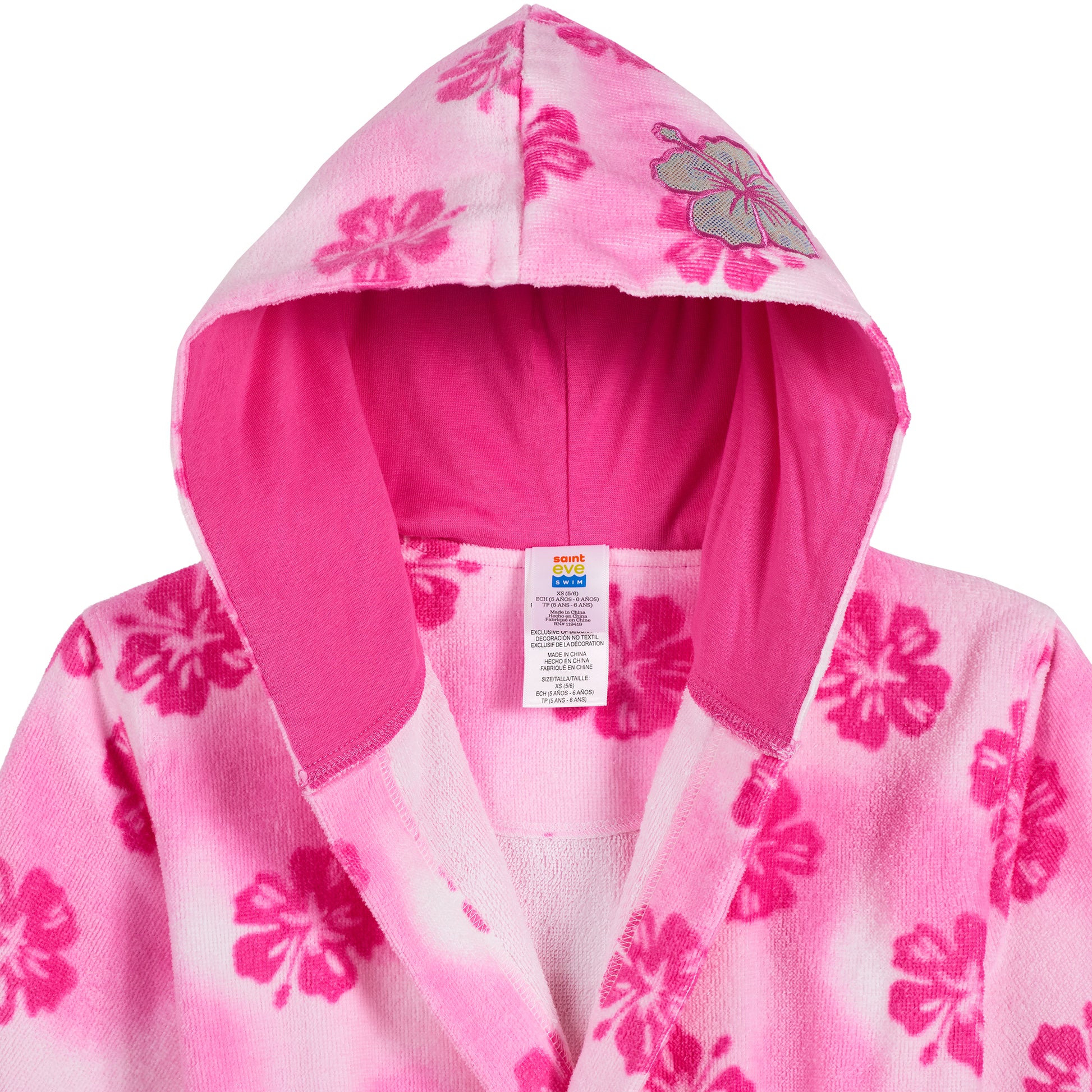 Hibiscus;@A Girls 3D Character Hood Cotton Terry Cover Up