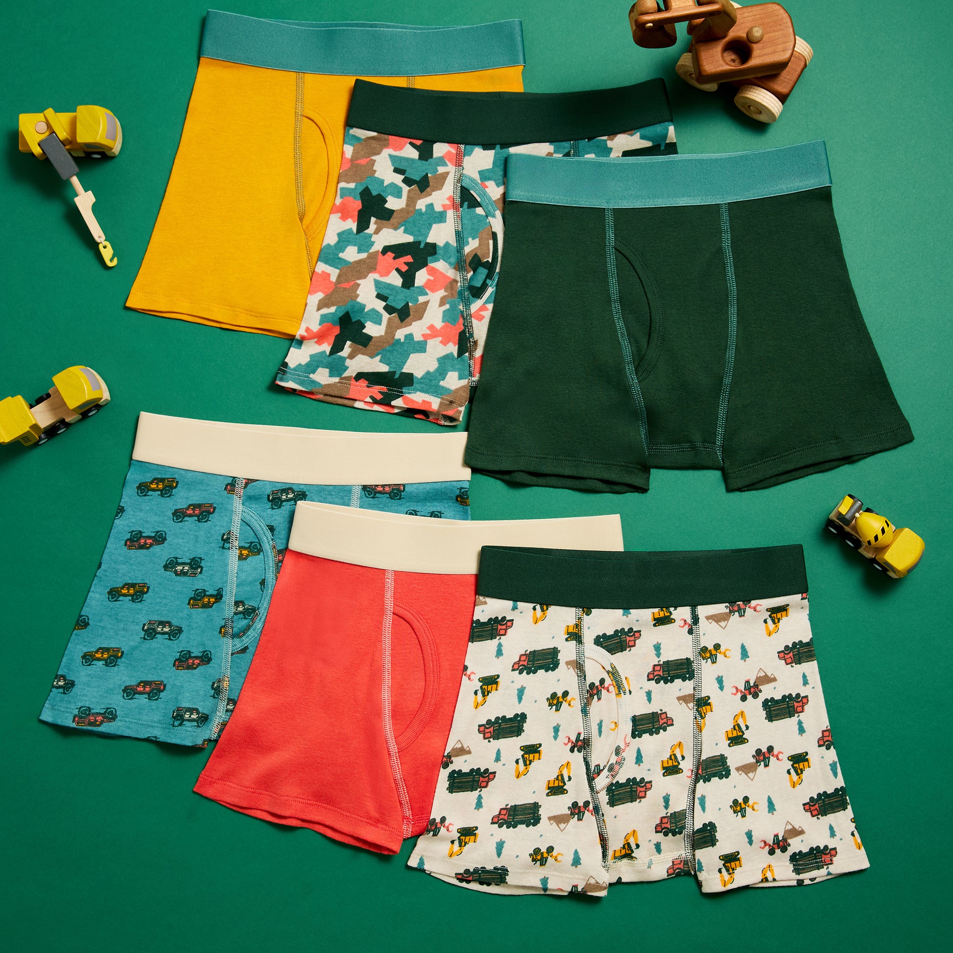 Zoom + Vroom Pack;@A Boys Cotton Boxer Brief Underwear 6-Pack in Zoom + Vroom Pack
