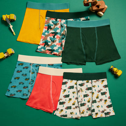 Zoom + Vroom Pack;@A Boys Cotton Boxer Brief Underwear 6-Pack in Zoom + Vroom Pack

