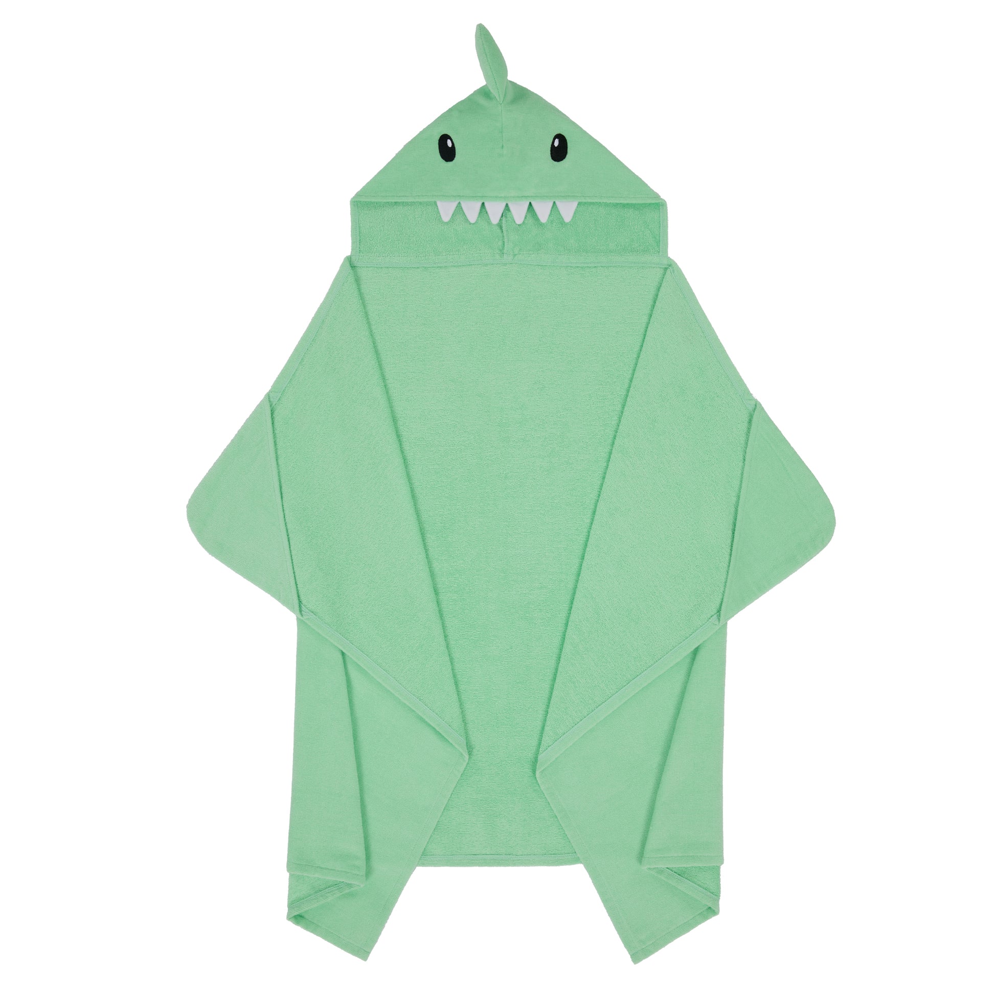 Fin-tastic Aqua & Seaweed Green;@A 2 Pack Hooded Shark Towels in Fin-tastic Aqua & Seaweed Green
