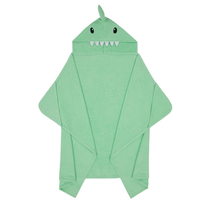 Fin-tastic Aqua & Seaweed Green;@A 2 Pack Hooded Shark Towels in Fin-tastic Aqua & Seaweed Green
