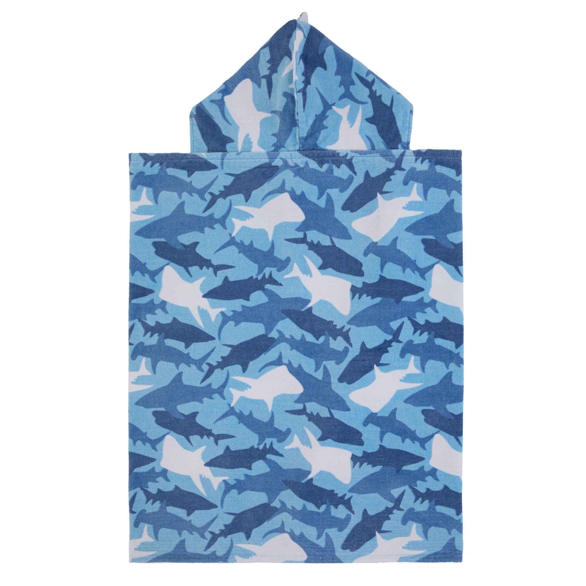 Fin Frenzy Blue;@A Character Hooded Towels in Fin Frenzy Blue
