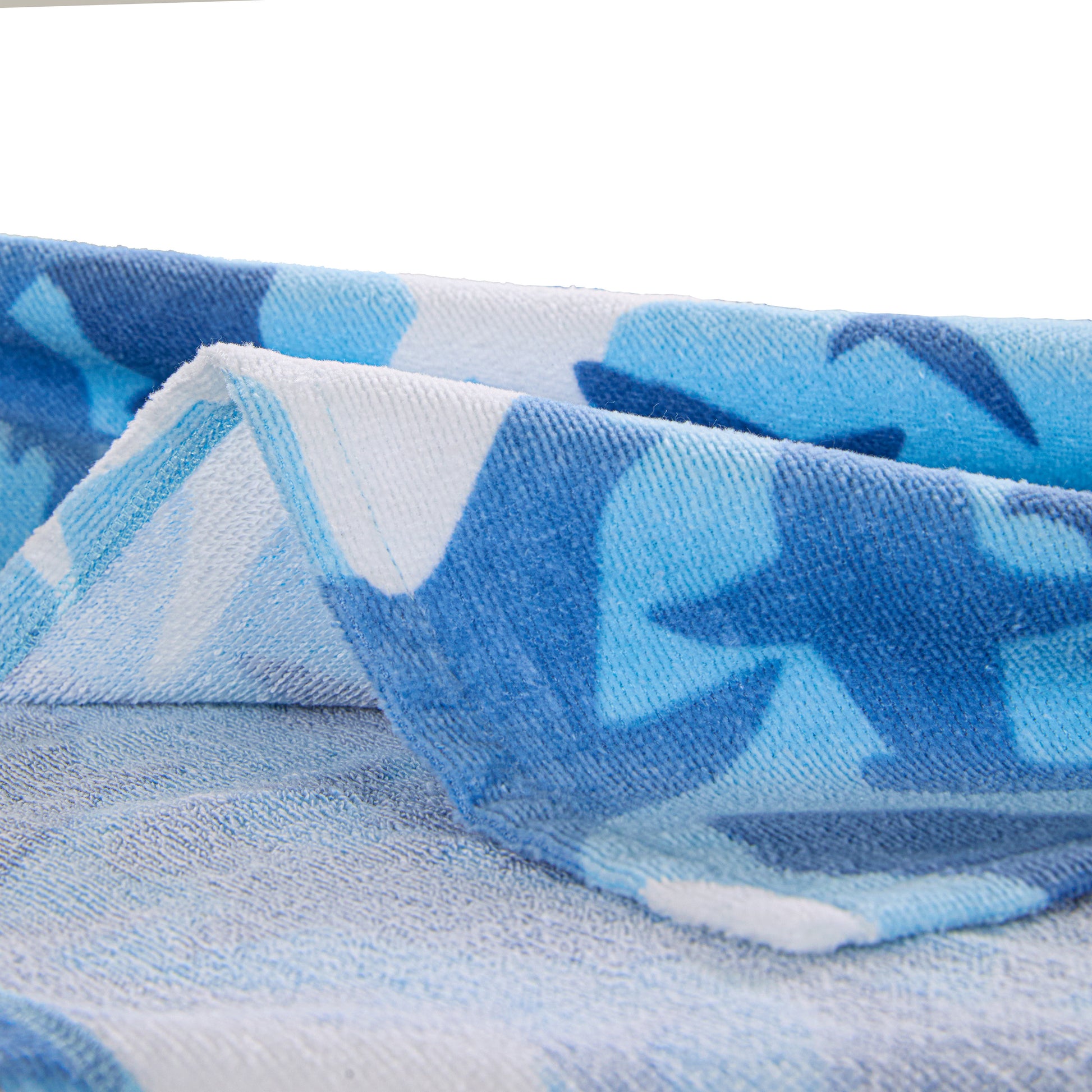 Fin Frenzy Blue;@A Character Hooded Towels in Fin Frenzy Blue
