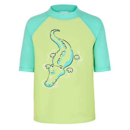 Gator Splash Camo;@A Boys' Short Sleeve Rashguard Set in Gator Splash Camo
